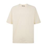 Licht Beige Typo T-Shirt Jacquemus , Beige , Heren