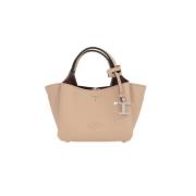 Beige Hammered Leather Tote Bag Tod's , Beige , Dames