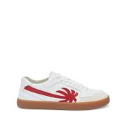 Leren sneakers met palmboom motief Palm Angels , White , Heren