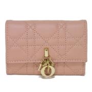 Pre-owned Leather wallets Dior Vintage , Pink , Dames