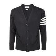 Merino Wol V-Hals Vest met Strepen Thom Browne , Black , Heren