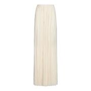 Crème Geplooide Viscose Rok Saint Laurent , Beige , Dames