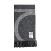 Monogram Jacquard Wollen Sjaal met Franje TotêMe , Gray , Dames