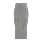 Grijze Kabel Gebreide Tube Rok Kaos , Gray , Dames