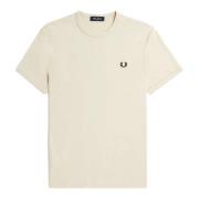 Sand Ringer Tee Shirt Fred Perry , Beige , Heren