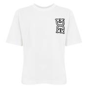 Katoenen T-shirt Korte Mouwen Geborduurd Logo Pinko , White , Dames