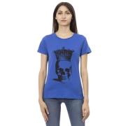 Elegante Blauwe Korte Mouw Tee Trussardi , Blue , Dames