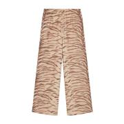 Beige Tiger Print Zijden Broek Stella McCartney , Beige , Dames