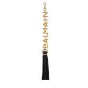 leren pompom charm Balmain , Black , Dames