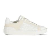 B-Court monogram nylon en leren sneakers Balmain , White , Dames