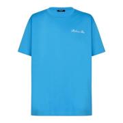 Relaxed T-shirt met Handtekeningborduursel Balmain , Blue , Heren