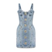 Denim jurk met bandjes Balmain , Blue , Dames