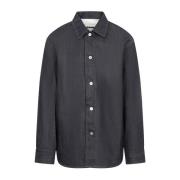 Donkerblauwe Denim Overhemd Jil Sander , Blue , Heren