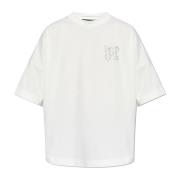 T-shirt met geborduurd logo Palm Angels , White , Heren