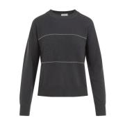 Lurex Banda Crewneck Sweater Peserico , Black , Dames