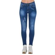 Chic Worn Wash Denim Jeans Frankie Morello , Blue , Dames