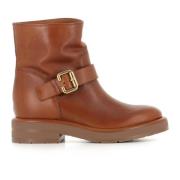 Cognac Leren Sleehaklaarzen Chloé , Brown , Dames