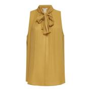 Gouden Zijden Georgette Strik Blouse Max Mara , Beige , Dames