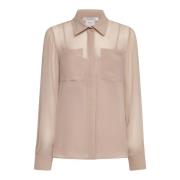 Poederroze Zijden Sheer Shirt Max Mara , Pink , Dames