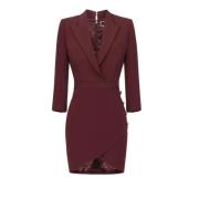 Bordeaux Wrap Jurk met Gouden Knopen Elisabetta Franchi , Red , Dames