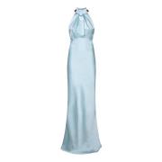 Blauwe Zijden Halterjurk Elegant Statement Saloni , Blue , Dames