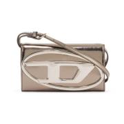 Spiegelend Leren Mini Crossbody Tas Diesel , Gray , Dames