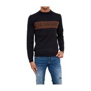 Trui met Ronde Hals Trussardi , Black , Heren