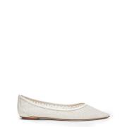 Kristal Mesh Puntige Neus Plat Stuart Weitzman , White , Dames