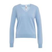 Blauwe Cashmere Gebreide Trui Aw24 MVM , Blue , Dames