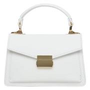 Witte Leren Satchel Handtas Estro , White , Dames