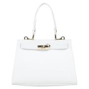 Witte Satchel Handtas gemaakt van Premium Italiaans Echt Leer Er001155...