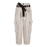 Witte Cargo Broek Aw24 Pinko , White , Dames