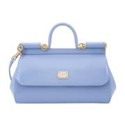 Langwerpige Handtas met Logoplaat Dolce & Gabbana , Blue , Dames