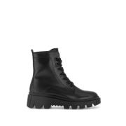 Zwarte Leren Veter Militaire Laarzen Gabor , Black , Dames