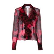 Bloemenprint Zijdeblend Shirt Blugirl , Red , Dames