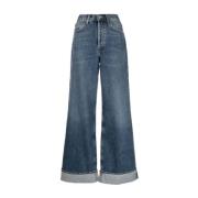 Blauwe Wide-leg Jeans met Omgeslagen Zoom Agolde , Blue , Dames