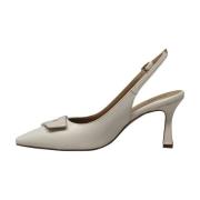 Elegante Sling Back Schoenen Frau , White , Dames