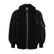 Zwart Paneel Hoodie Trui Sacai , Black , Heren