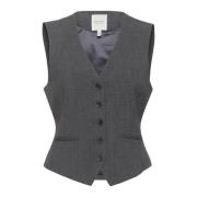 Grijs Flanel Melange Klassieke Vest Part Two , Gray , Dames