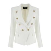 Elegant White Jacquard Blazer Balmain , White , Dames