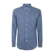 Denim Twill Sportshirt Ralph Lauren , Blue , Heren