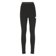 Zwarte Katoenen Broek Elastische Taille Logo Kenzo , Black , Dames