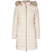 Lang Puffer Jas Tommy Jeans , White , Dames