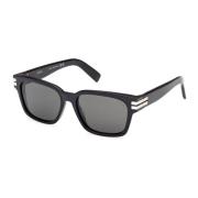 Zwart Grijs/Grijs Zonnebril Ermenegildo Zegna , Black , Unisex