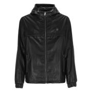 Zwarte Synthetisch Leren Hoodie Jas Philipp Plein , Black , Heren