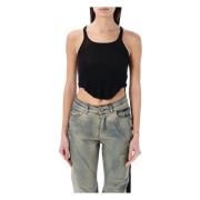 Zwart Cropped Tank Top Aw24 Rick Owens , Black , Dames