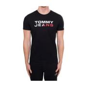 Korte Mouw T-shirt Tommy Jeans , Black , Heren