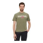 Korte Mouw T-shirt Napapijri , Green , Heren