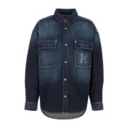 Stijlvolle Denim Shirt Palm Angels , Blue , Heren