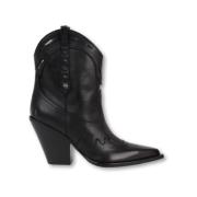 Studded Black Leather Boots Elena Iachi , Black , Dames